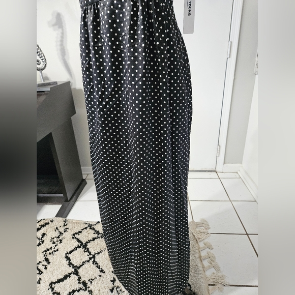 NWT! Kate Young Black and White Polka-dot Maxi Dress Size 4 - Picture 2 of 9